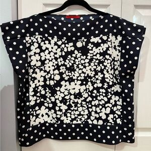 Carolina Herrera Navy and White Floral Blouse